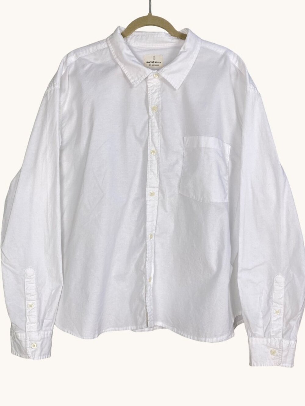 Mutual Weave Men White Long Sleeve Button Down Shirt Coastal Basic Workwear-3XL